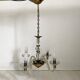 Vintage 1950s glass and brass suspension light