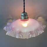 Suspension rose en verre ancienne