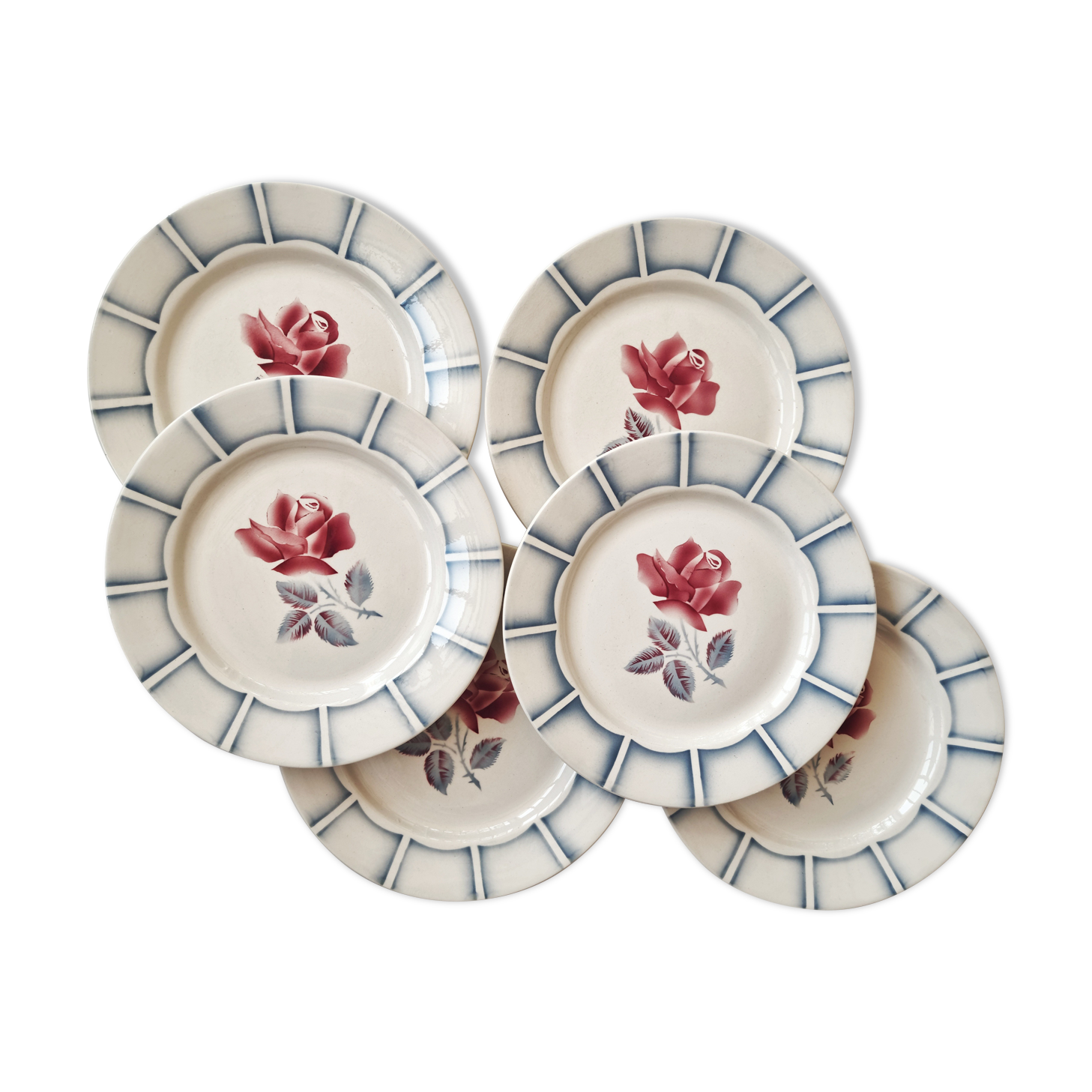 Set of 6 flat plates Dauphin de Digoin