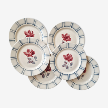 Set of 6 flat plates Dauphin de Digoin