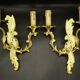 Pair of Louis XV style wall lights from Lucien GAU - gilded bronze