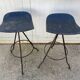 Paire de tabouret de bar artisanal pivotant metal industriel 50s