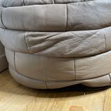Pair of De Sède patchwork leather poufs
