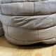 Pair of De Sède patchwork leather poufs