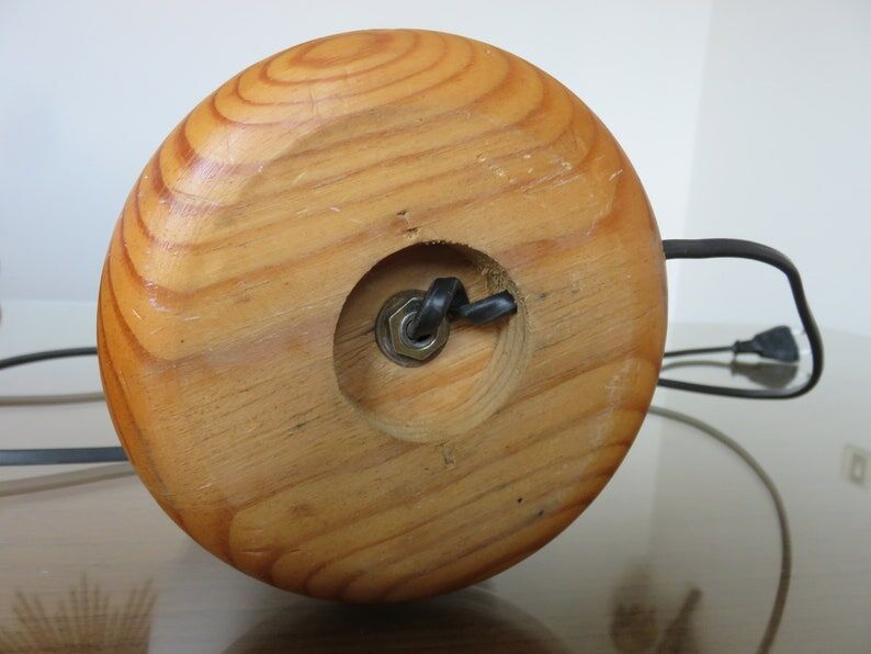 Scandinavian lamp in wood and white opaline ball 70s