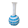 Blue and white blown glass vase