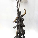 Bronze lamp signed Auguste Moreau – Woman with a shell