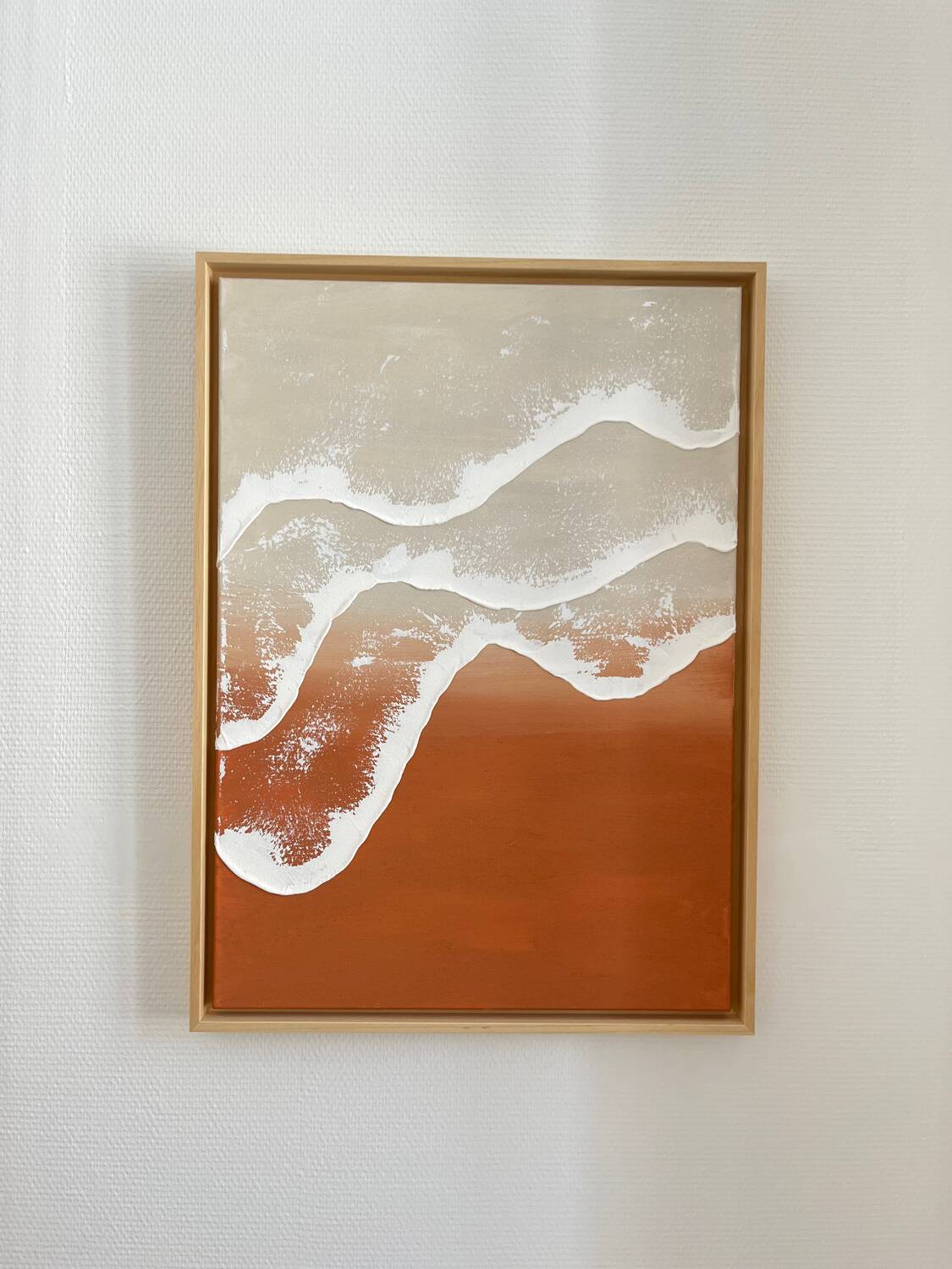 Terracotta and beige relief wave painting