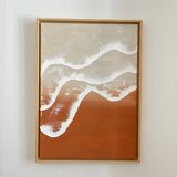 Terracotta and beige relief wave painting