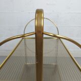 Desserte vintage doré et plexi pliante circa 1960