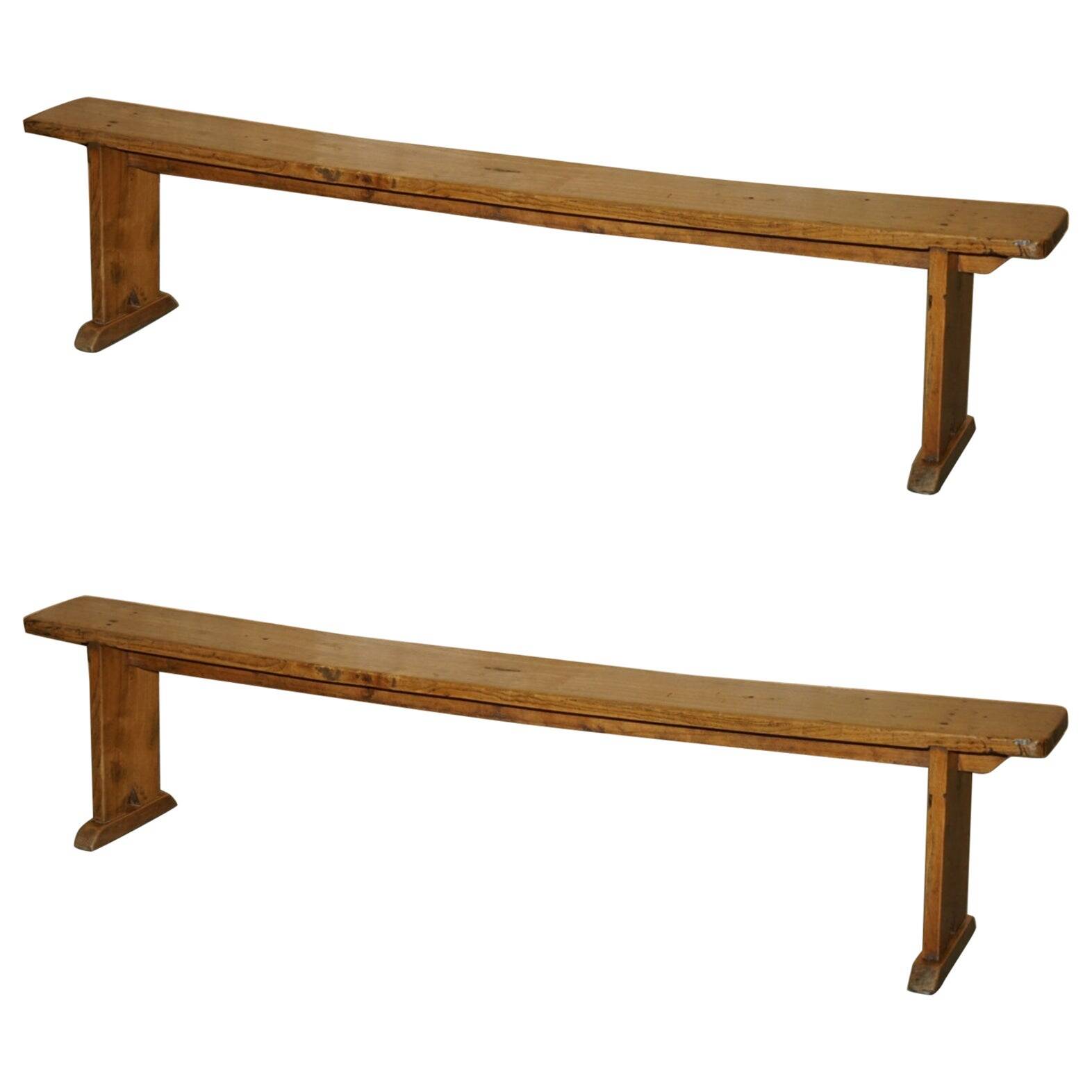 Paire de bancs victorienne en chêne