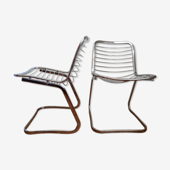 2 chaises filaires chrome