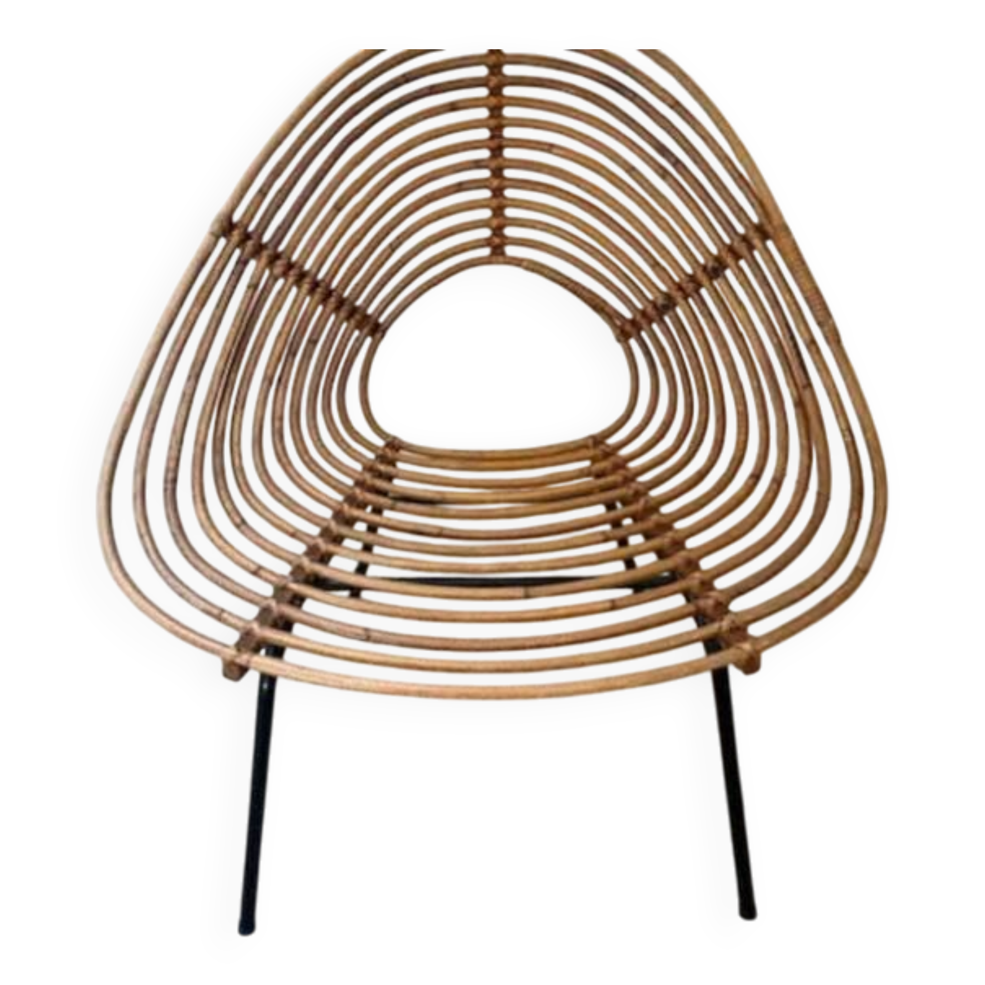 Chaise design en rotin, H. Broekhuizen pour Rohé Noordwolde, années 1960