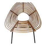 Chaise design en rotin, H. Broekhuizen pour Rohé Noordwolde, années 1960