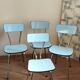 4 blue Formica chairs