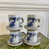 4 stoneware coffee cups