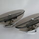 Pair of smoked glass and vintage chrome wall lamps