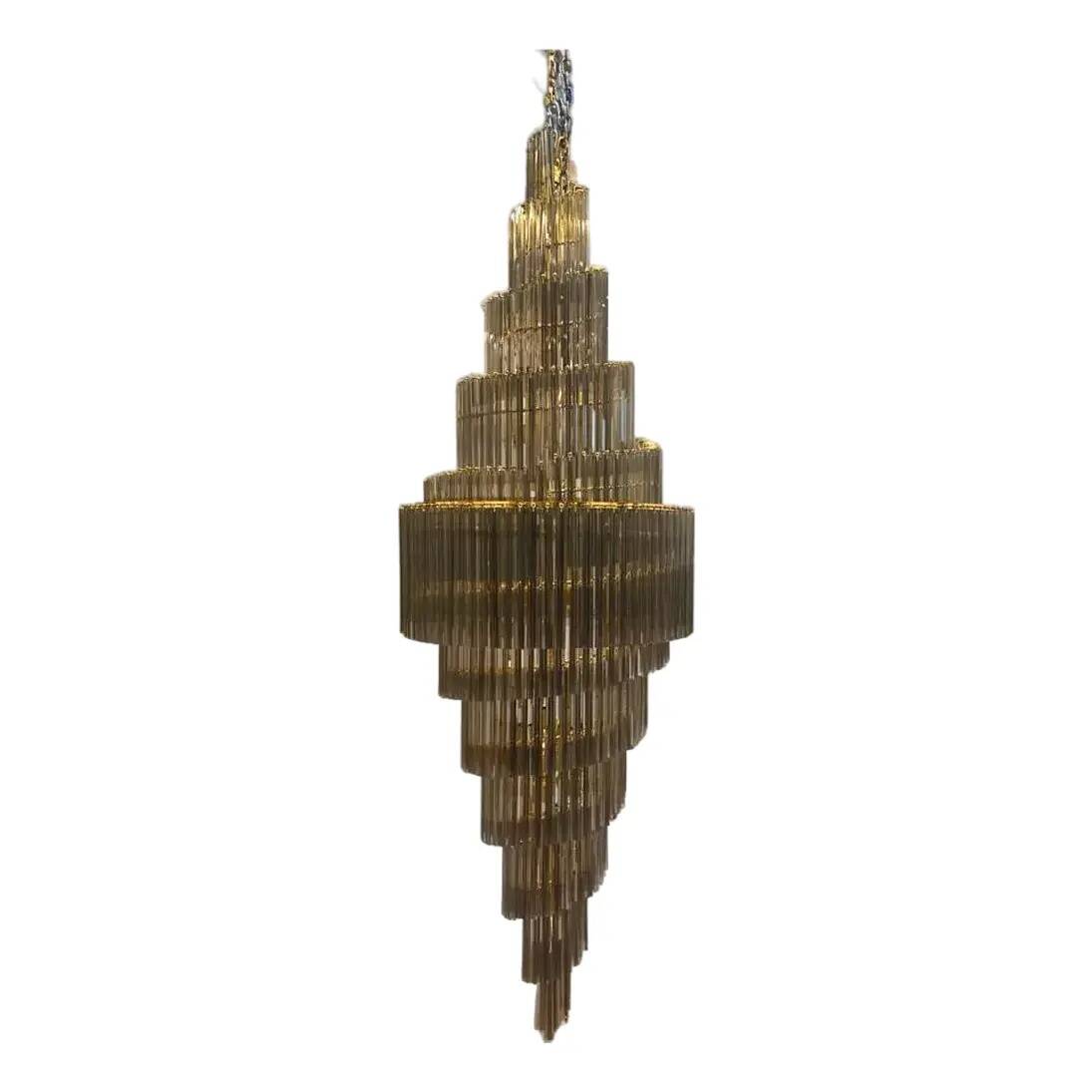 Oversized Contemporary Murano Glass Chandelier, “Quadriedro” Design in Fumé