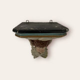 Nineteenth century plaster wall console, cherub decoration