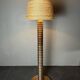 Midcentury brutalist chunky wood turned floor lamp, Charles Dudouyt style.