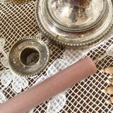 Pair of silver-plated metal candlesticks