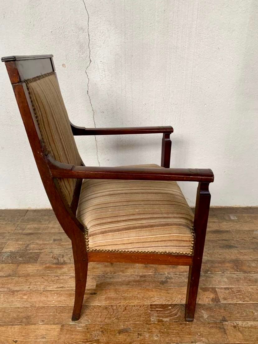 Empire office armchair in mahogany decor palmettes xviiith