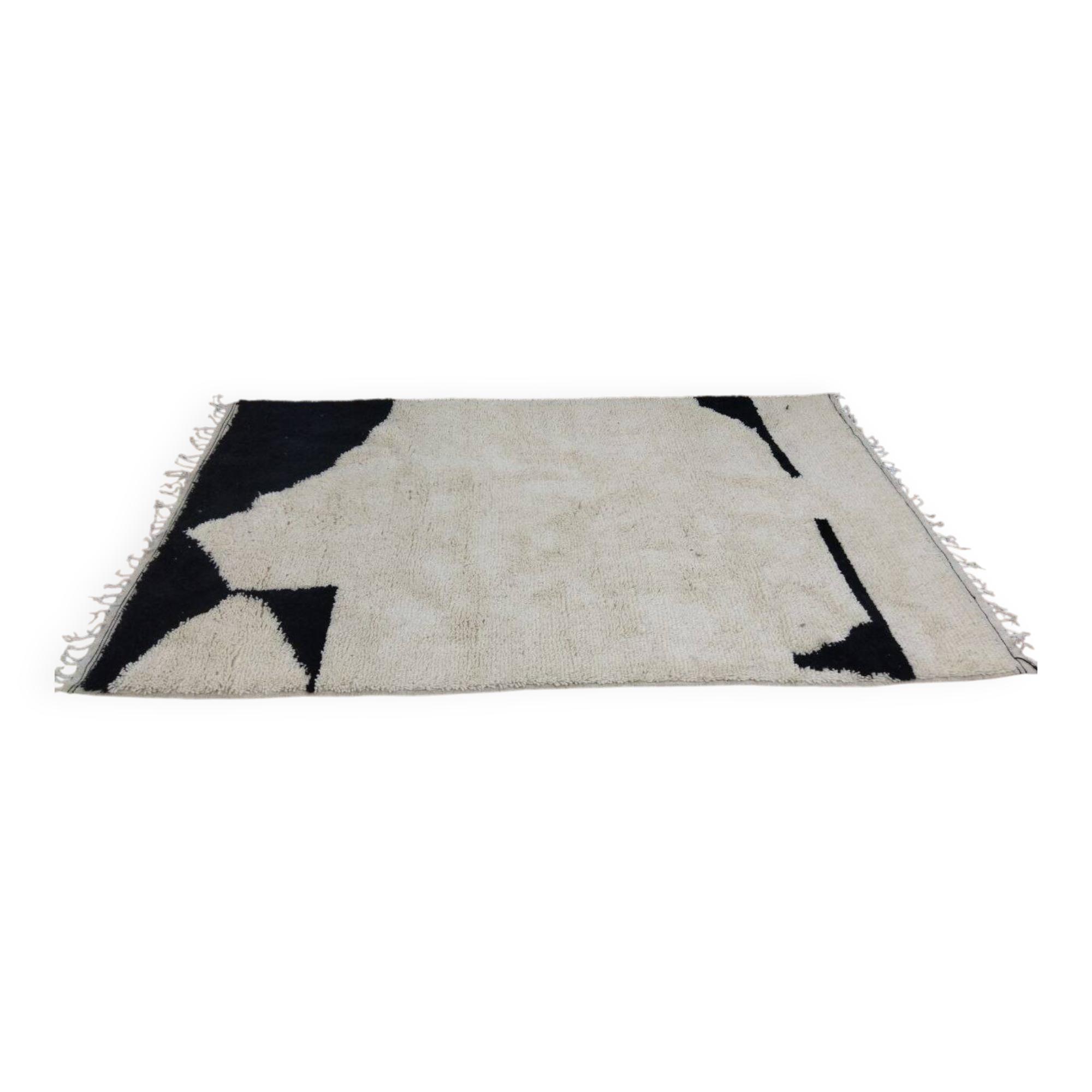 Azilal Vintage Rug 260x150 cm - Minimalist Black and Cream Design