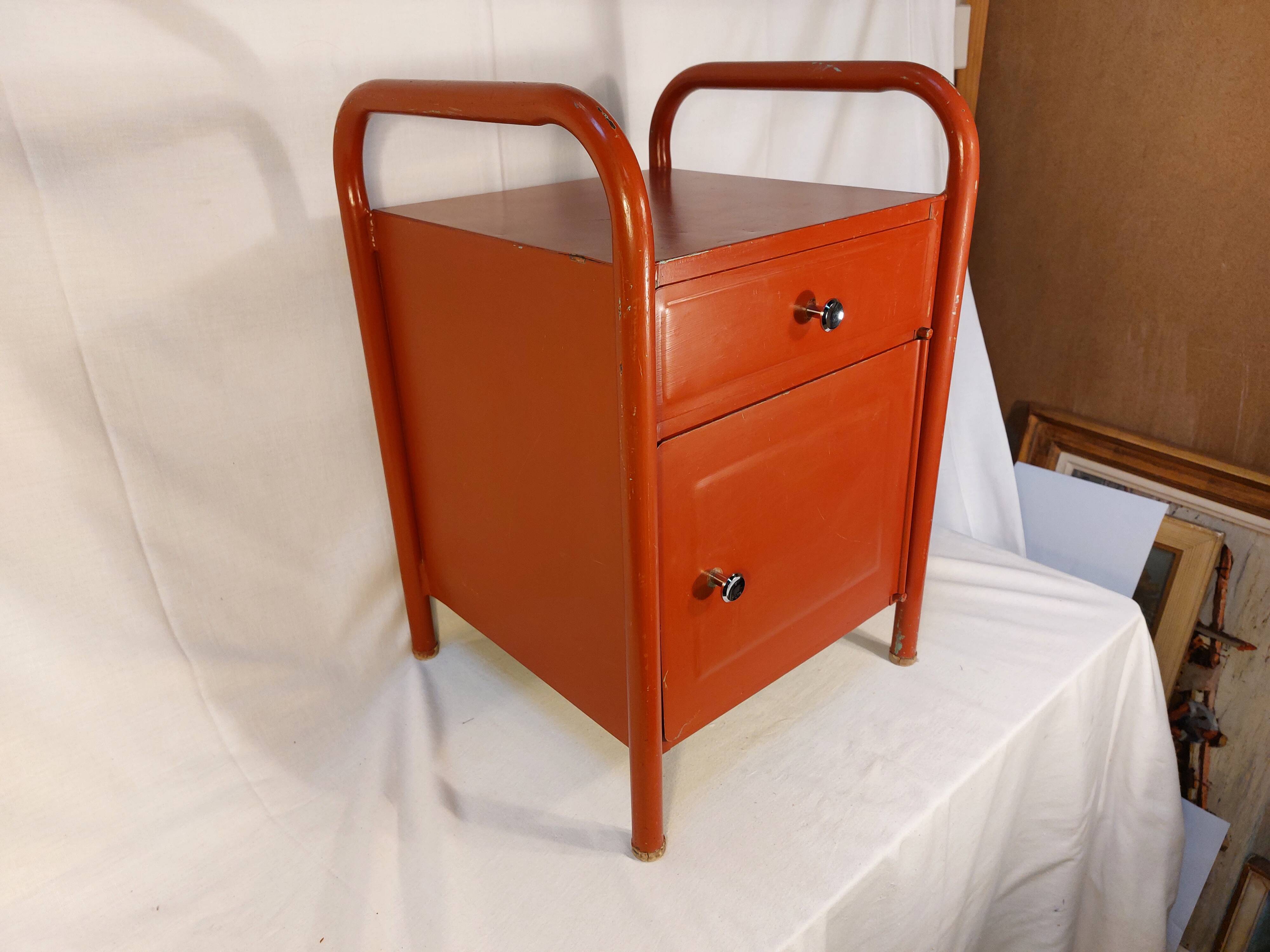Vintage metal boarding school or hospital bedside