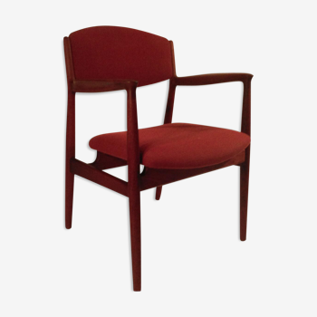 Chair teak red by Harbo Sølvsten Thomas Pedersen/J.C.A. Jensen 1950 s