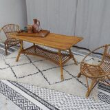 Vintage rattan coffee table 70