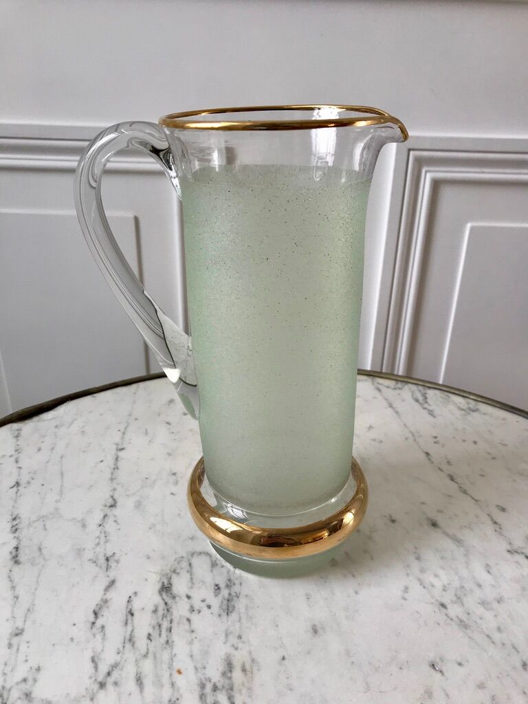 Green granita set consisting of a pitcher and 4 glasses in orangeade 50s