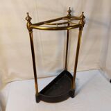Victorian style half-moon umbrella stand in brass and cast iron