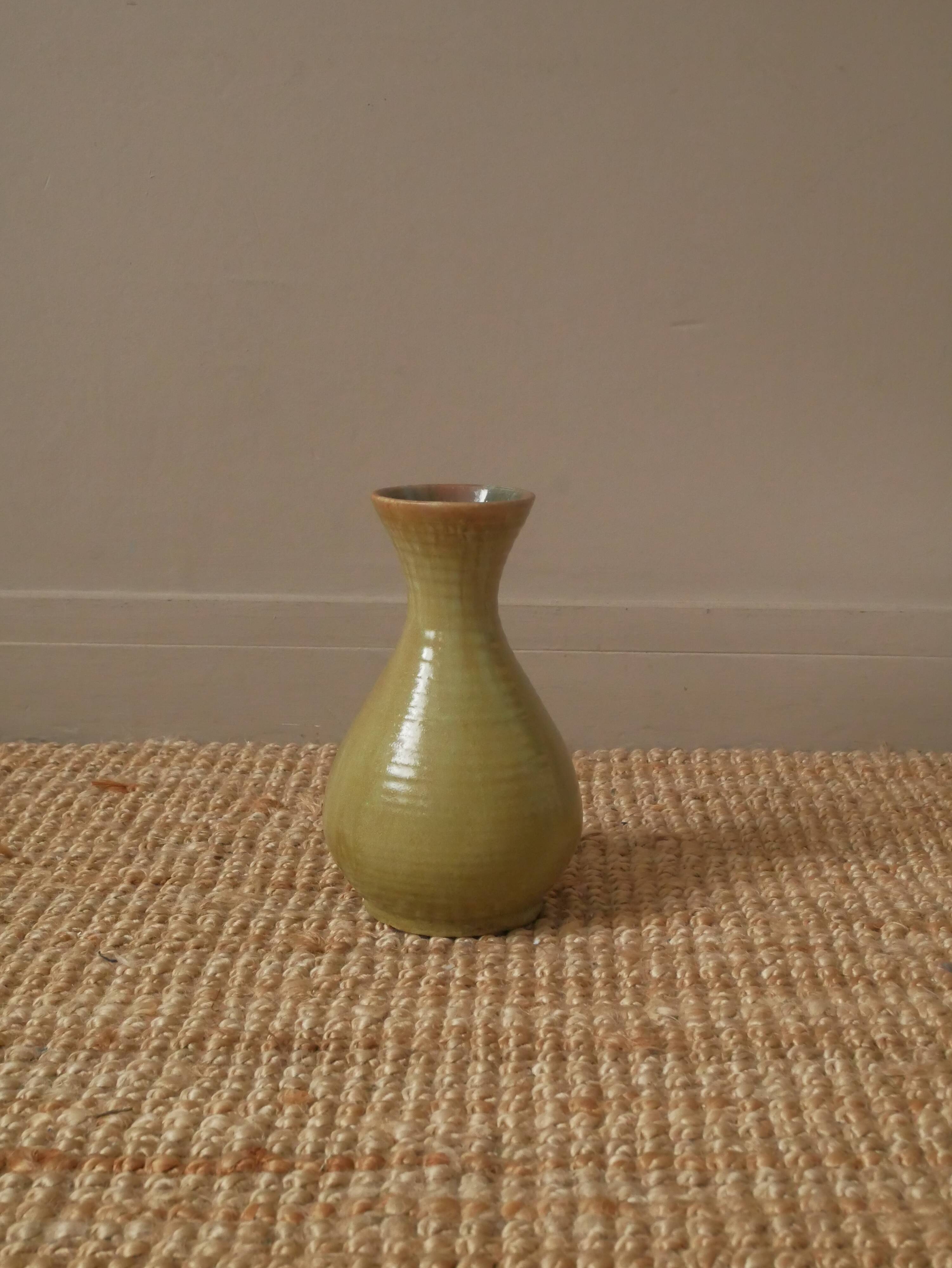 Accolay vase in enameled ceramic handmade pottery vintage Scandinavian country decoration