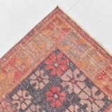 4x7 Vintage Pale Red Geometric Turkish Rug, 117x228Cm