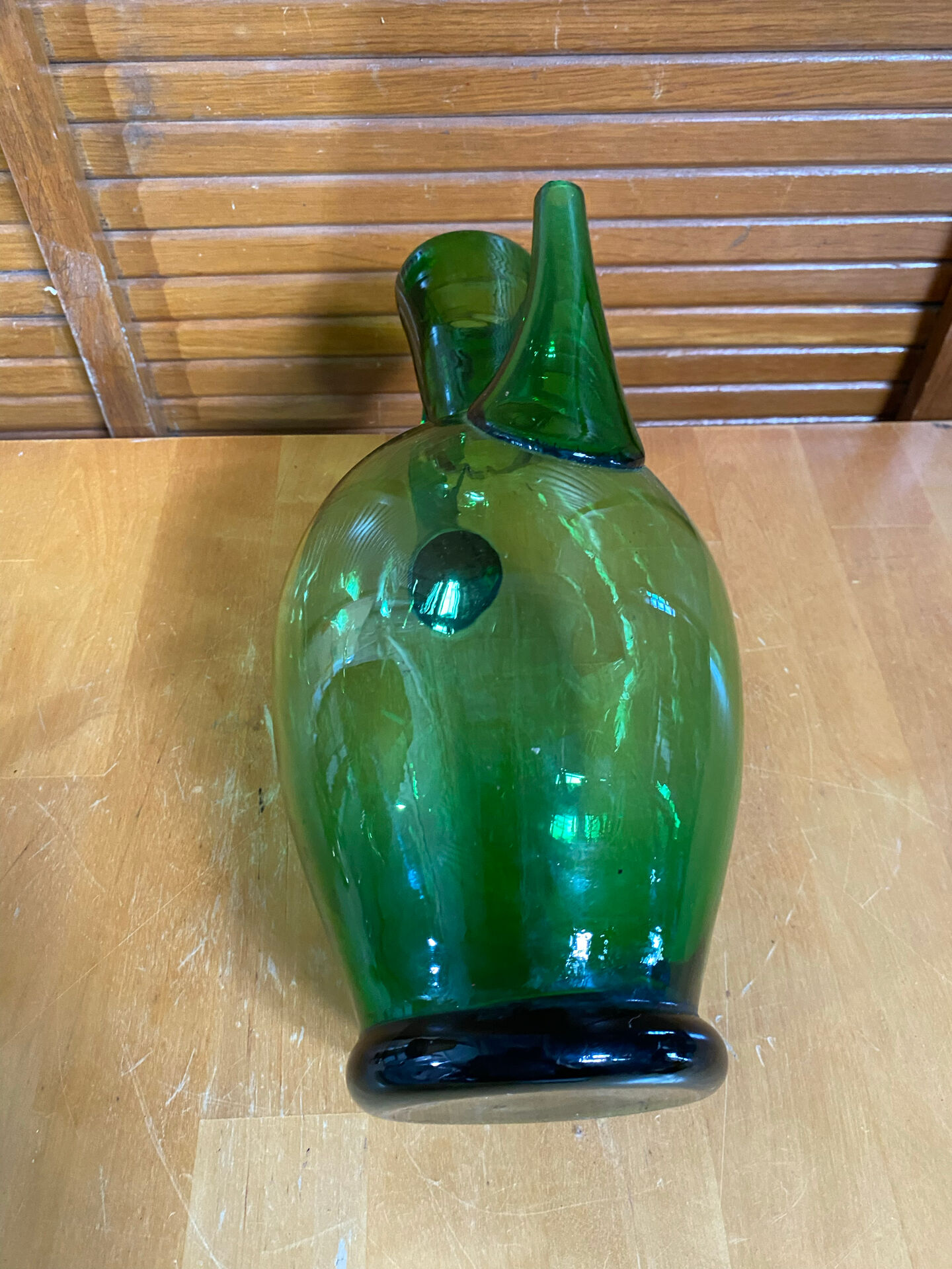 Old pitcher jug empoli bubbled green glass italy vintage