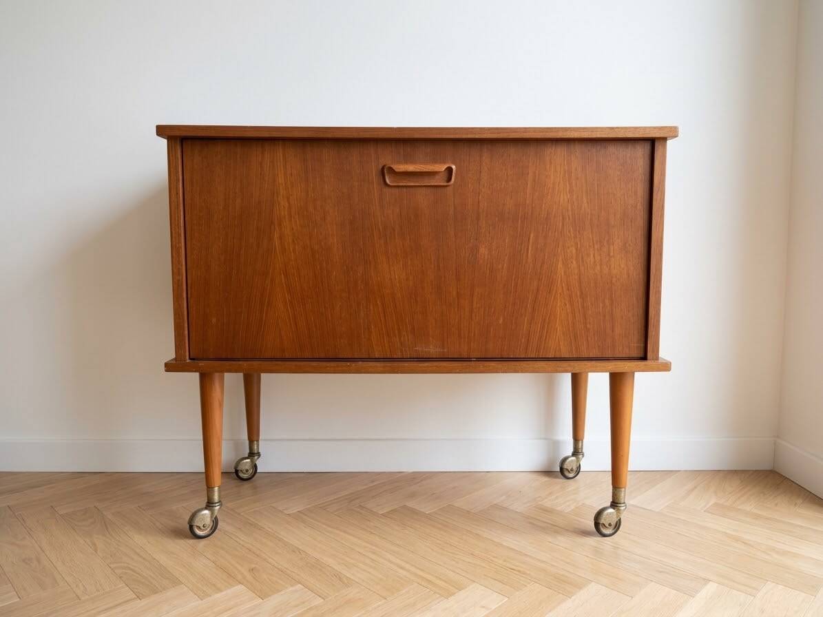 Meuble bar scandinave vintage en teck