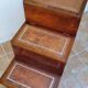 Escalier bibliothèque vintage style anglais, coffre, bois et cuir, 67 cm