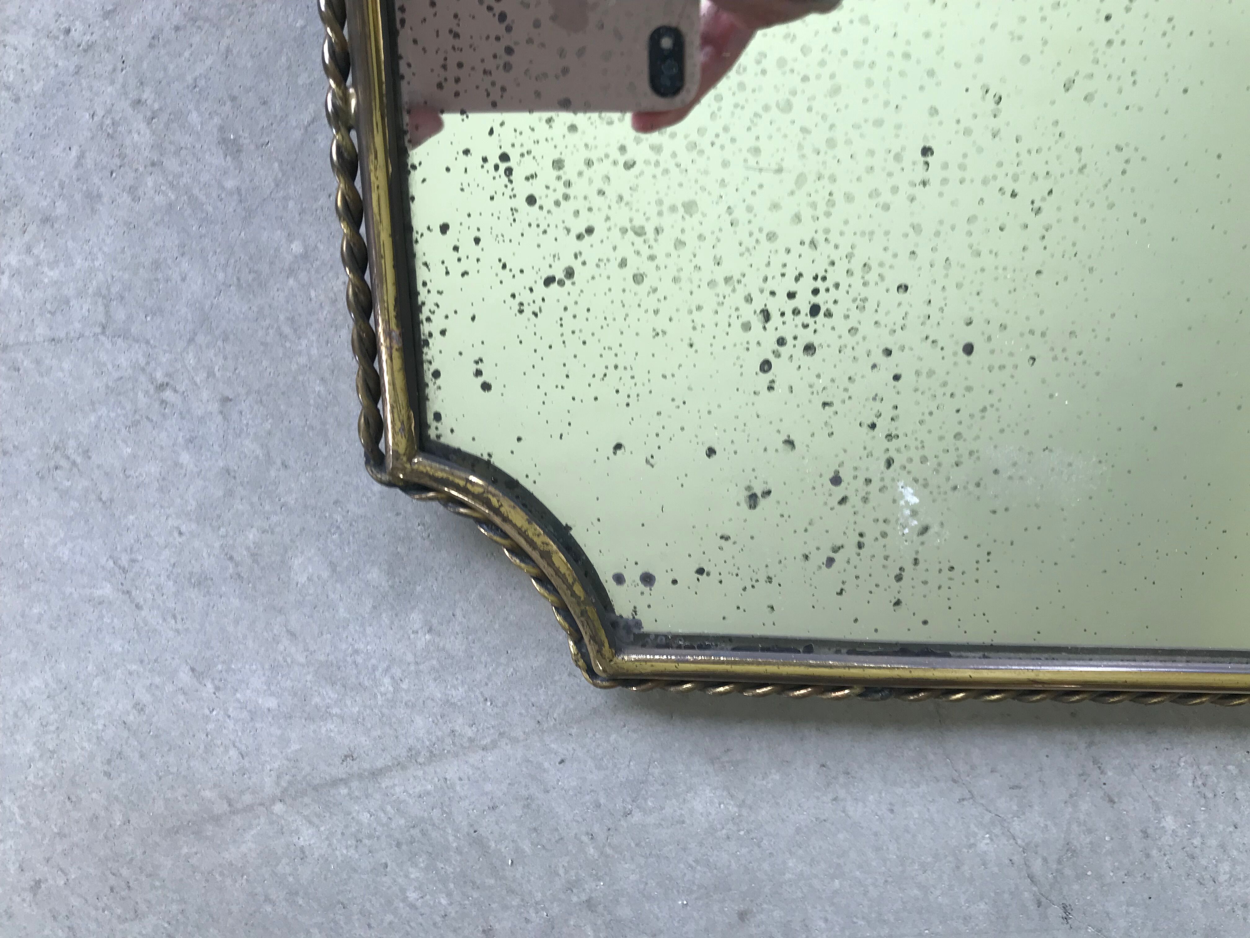 Italian brass mirror from the 50s 77x42cm