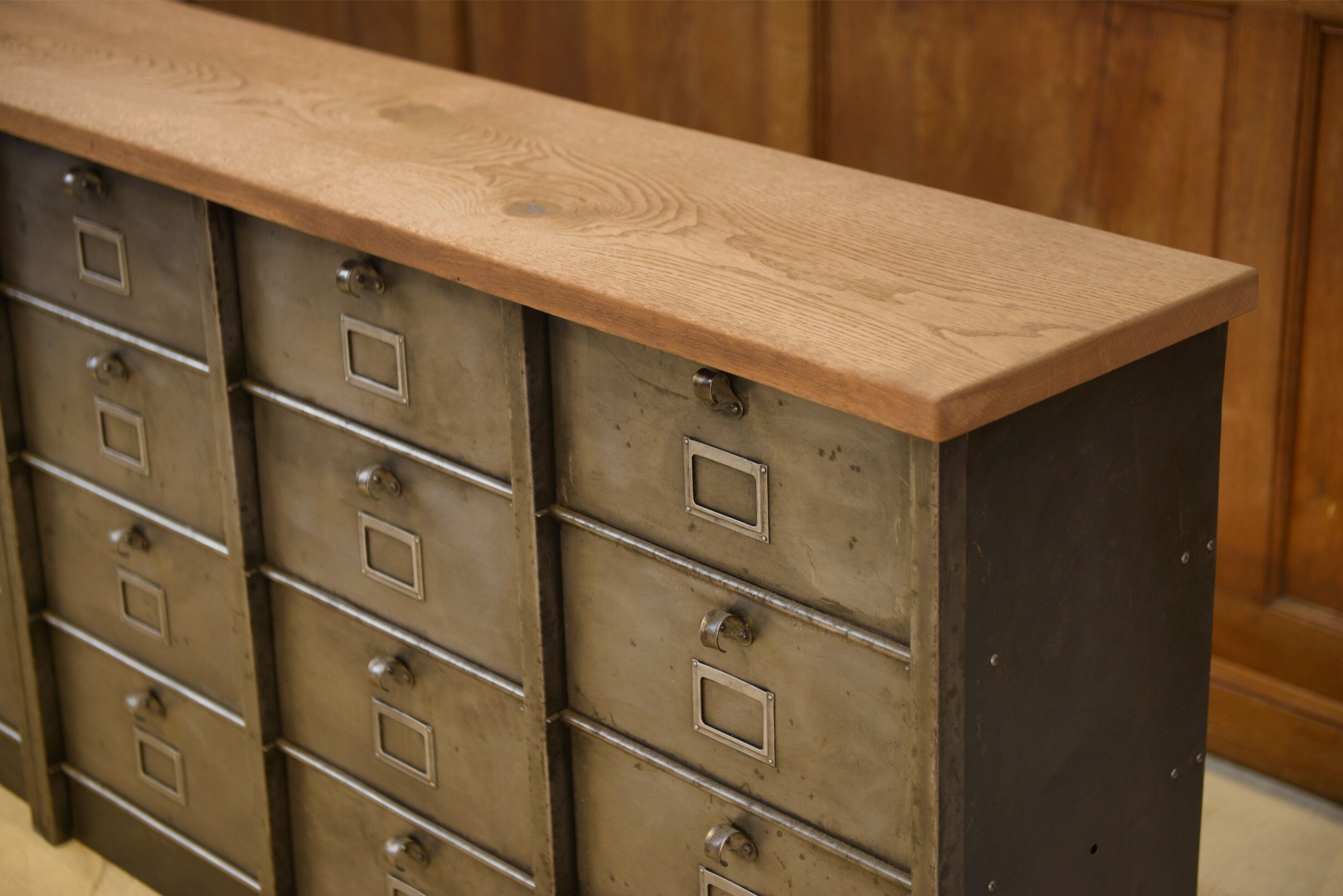 Strafor cabinet with flaps, 6 columns, oak top, 1950s.