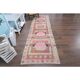 Vintage Turkish Hand-Knotted Wool Cotton Pink Runner Rug 99x345