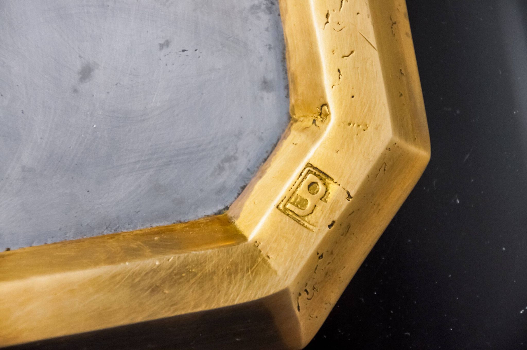 Brutalist XL pocket emptier by David Marshall, bronze and aluminum, Spain, 1980