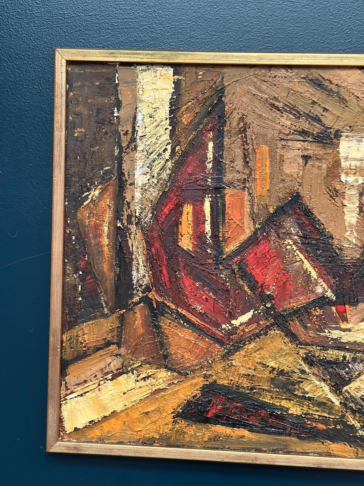 Original Swedish Oil on Panel – “Komposition” by Kenneth Larsson – Signed