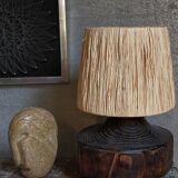 Brutalist free-form lamp in solid wood 60s