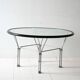 Table basse vintage en verre et acier
