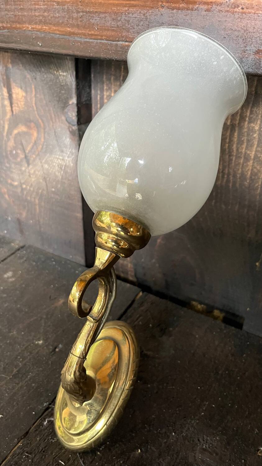 Paire d’appliques laiton et verre vintage