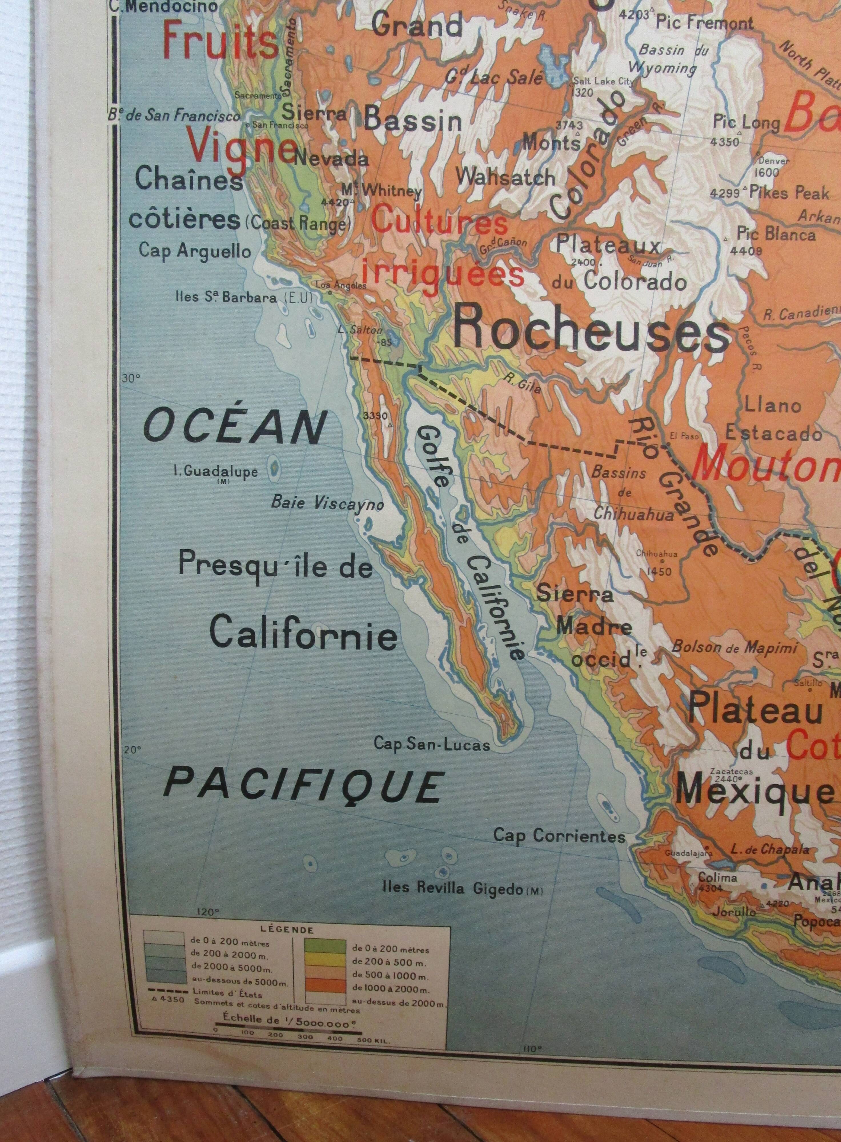 School map United States Vidal Lablache 60's