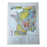 Geological map 1908 France in colour 27x37cm