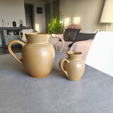 Set of two Village de France stoneware pitchers