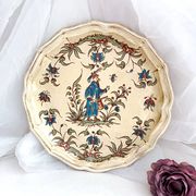 Decorative earthenware plate from Salins France, Moustiers decor, 25.5 cm
