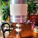 Large Vintage 1970 Space Age Chrome & Wood Lamp